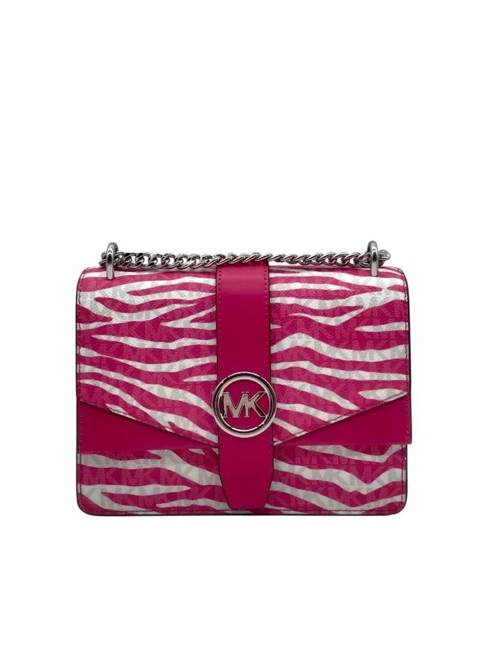 Michael Kors Pink And White Zebra Print Crossbody Bag